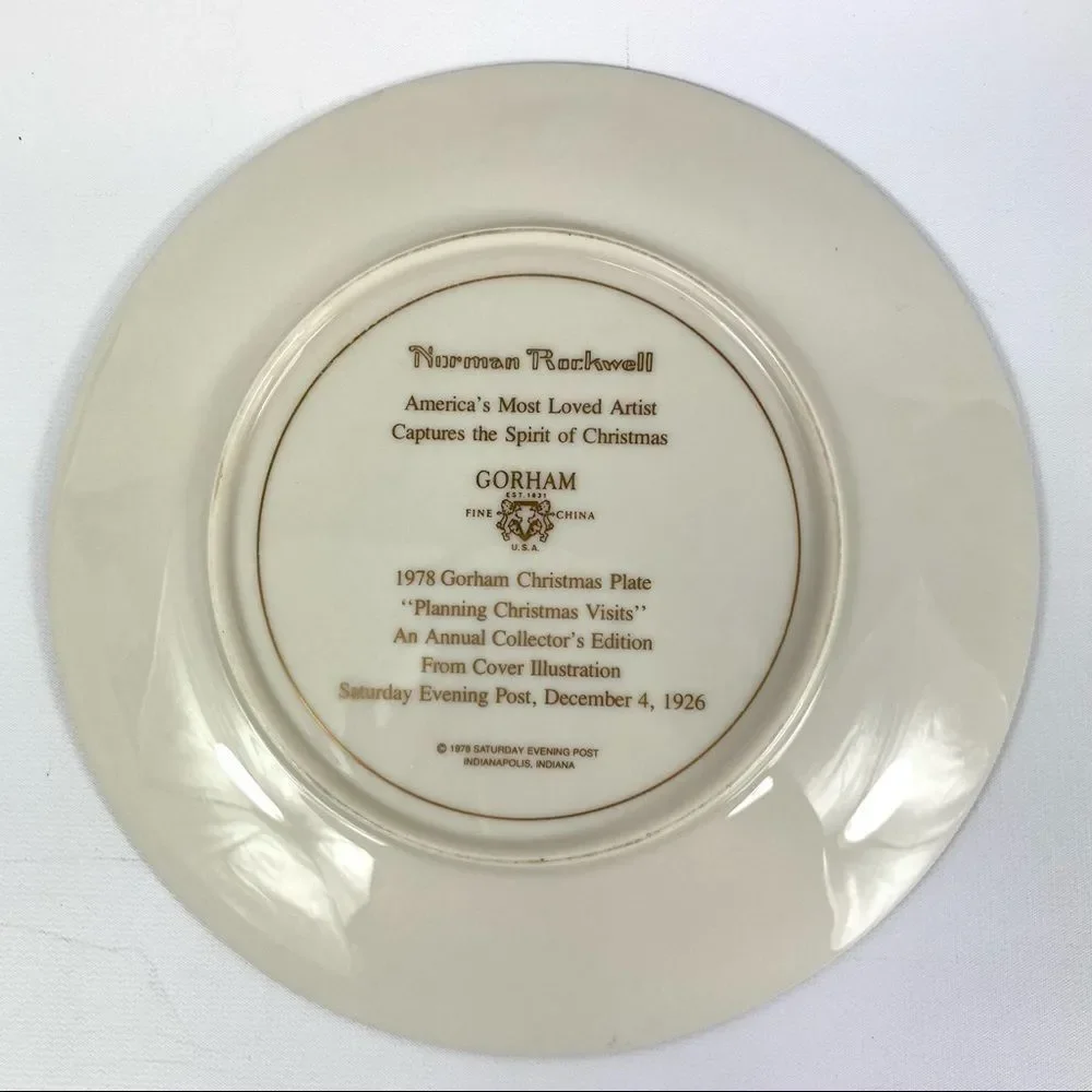 Norman Rockwell Planning Christmas Visits 1978 Annual Coll Gorham plate china